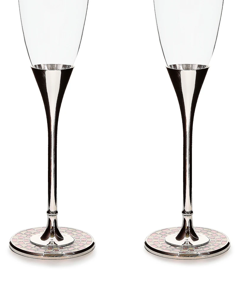 MacKenzie-Childs Celebrate Rosy Toasting Flutes, Set of 2