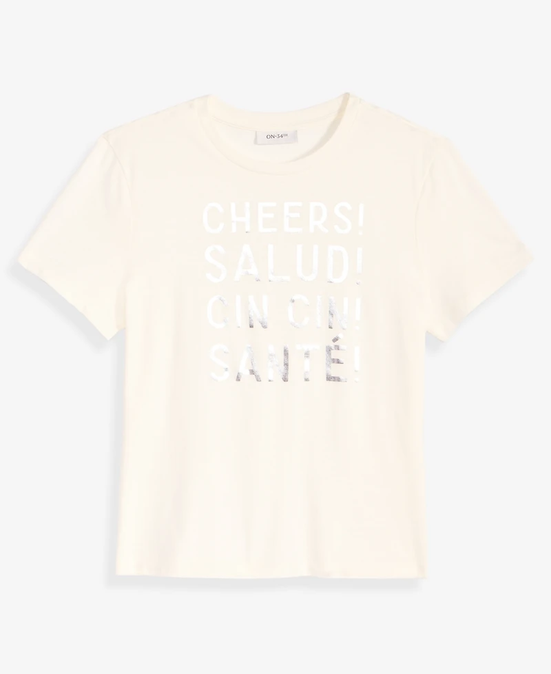 On 34th Women's Knit Short-Sleeve Cheers Graphic T-Shirt, Macy's Exclusive