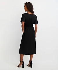kensie Women's Dolman-Sleeve Cinched-Waist Midi Dress