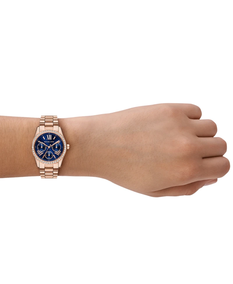 Michael Kors Women's Lexington Lux Multifunction Rose Gold-Tone Stainless Steel Watch, 34mm