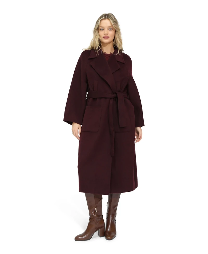 Belle & Bloom Women's Big Girl Belted Wool Blend Coat