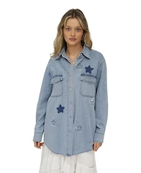 Belle & Bloom Stargazer Patch Detail Denim Shirt
