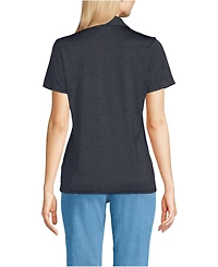 Lands' End Women's Rapid Dry Short Sleeve Space Dye Sport Neck Polo Shirt