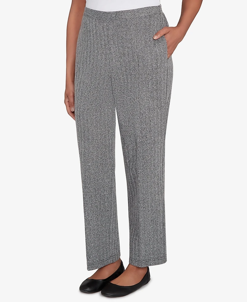 Alfred Dunner Petite Jet Setter Herringbone Knit Short Length Pants