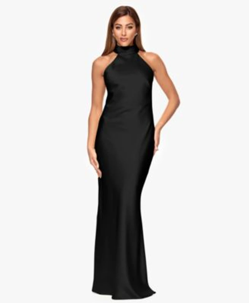 Xscape Womens Tie Neck Long Dress