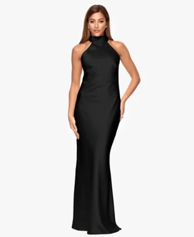 Xscape Womens Tie Neck Long Dress