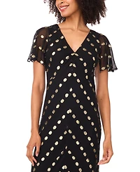 Msk Women's V-Neck Flutter Sleeve Maxi Dress