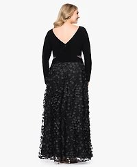 Xscape Plus Long Sleeve Embellished Dress