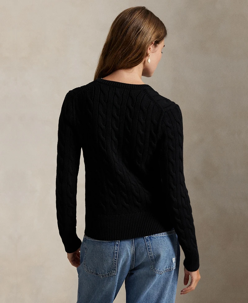 Polo Ralph Lauren Women's Cable-Knit Cotton Crewneck Cardigan Sweater