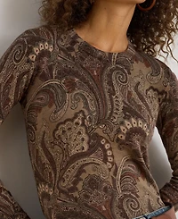 Lauren Ralph Women's Paisley Print Crewneck Sweater