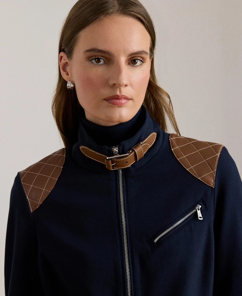 Lauren Ralph Women's Ponte Long Sleeve Moto Jacket