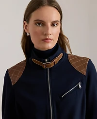 Lauren Ralph Women's Ponte Long Sleeve Moto Jacket