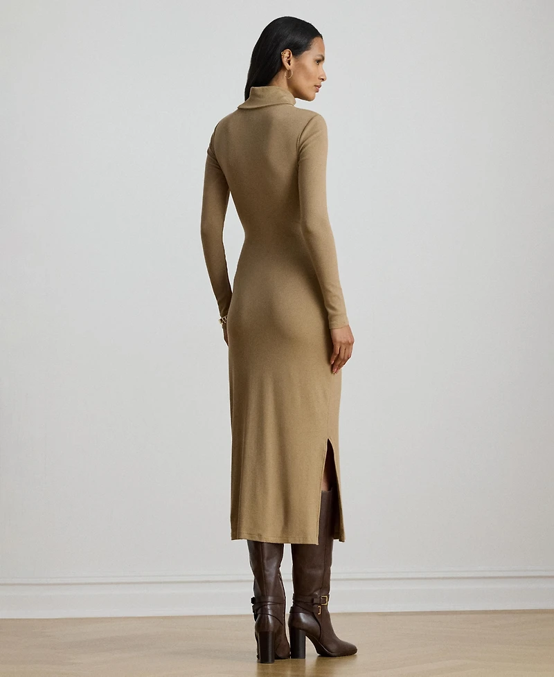 Lauren Ralph Women's Tie-Front Turtle Neck Dress