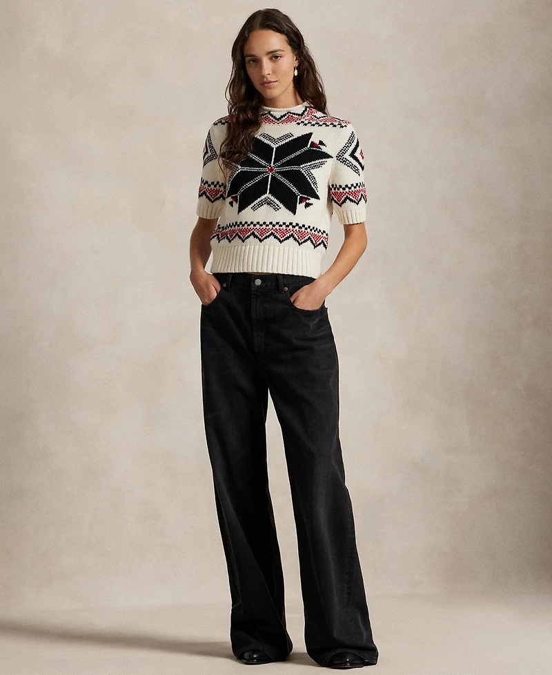 Polo Ralph Lauren Women's Intarsia Knit Short Sleeve Sweater