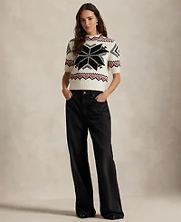 Polo Ralph Lauren Women's Intarsia Knit Short Sleeve Sweater