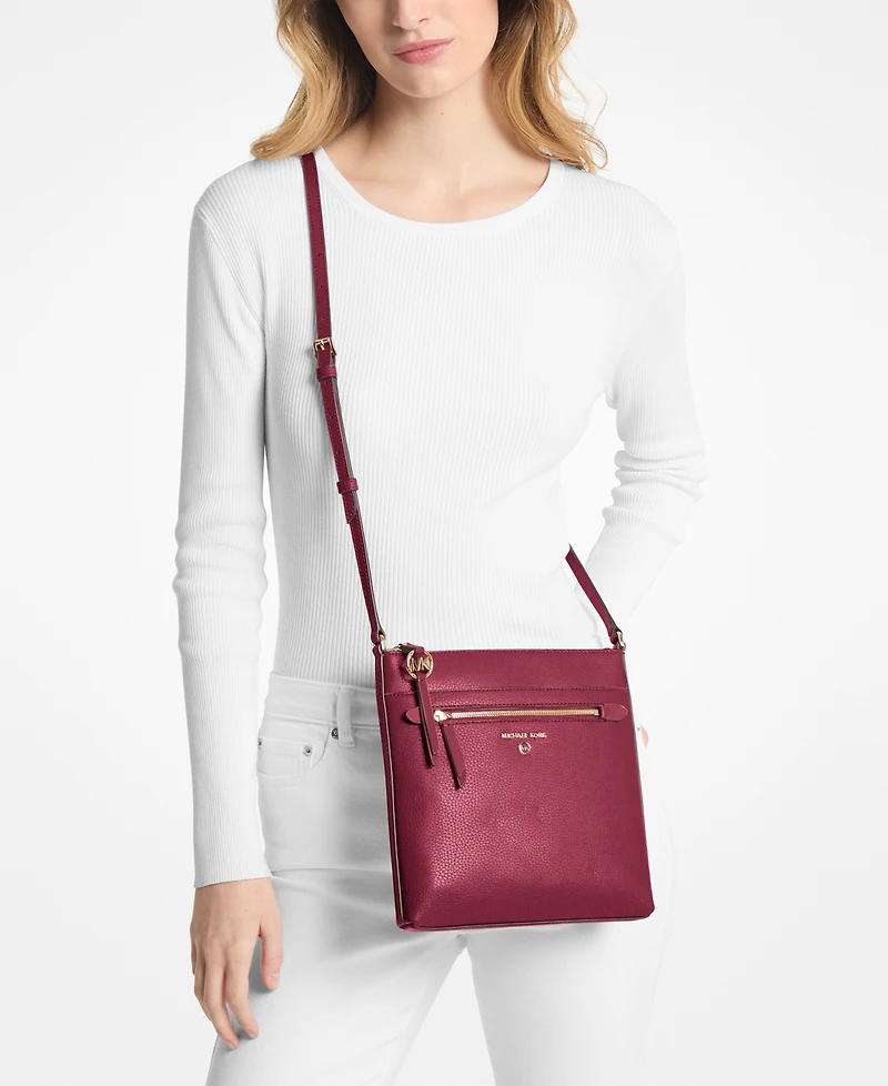Michael Kors Jet Set Charm Leather Small North South Flat Crossbody Bag