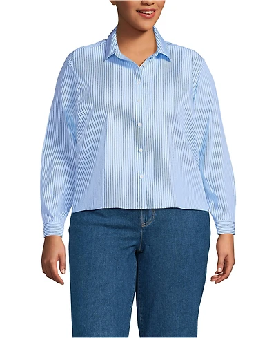 Lands' End Women's Plus No Iron Boxy Cropped Shirt