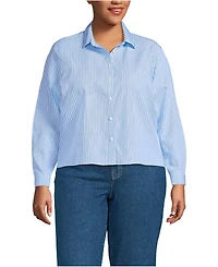 Lands' End Women's Plus No Iron Boxy Cropped Shirt