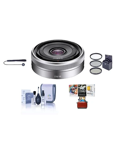 Sony E 16mm f/2.8 Lens, Bundle with ProOptic 49mm Filter Kit, Cleaning Kit, Lens Cap Tether, Mac Software Kit