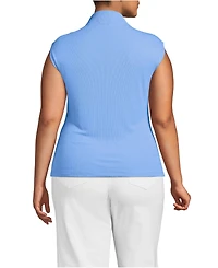 Lands' End Plus Cap Sleeve Drapey Rib Fitted Funnel Neck Tank