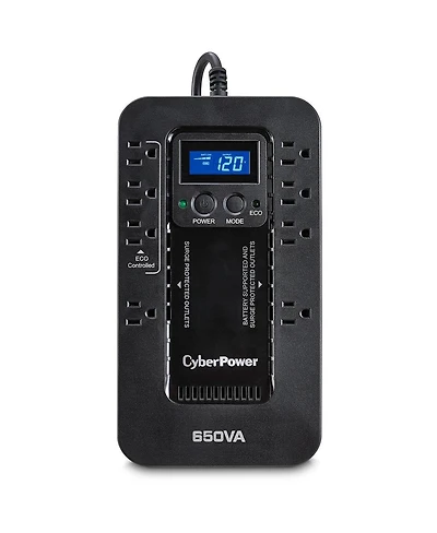 CyberPower Ecologic EC650LCD Compact 8 Outlets 650VA 390W Ups with Multifunction Lcd Panel, Eco Mode