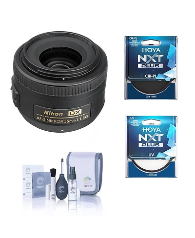 Nikon 35mm f/1.8G Dx Af-s Nikkor Lens, Bundle with Hoya 52mm Cpl+Uv Filter Kit, Cleaning Kit