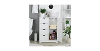 Slickblue Modern Farmhouse Bathroom Floor Cabinet with 2 Drawers and Shelf in Wood Finish