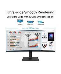 Asus Va34VCPSR 34" 21:9 Uwqhd 100Hz Usb-c Docking Curved VA Led Monitor, Black