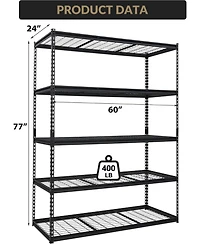 gaomon Garage Shelving, 5-Tier Heavy Duty Garage Shelving, 60" L x 24" W x 78" H Storage Shelves Adjustable Height, Metal Shelves for Kitchen Pantry B