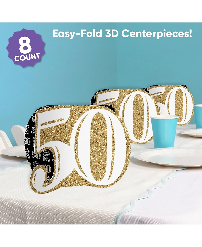 Big Dot of Happiness Freestanding 3D Gold 50th Birthday Centerpiece Table Decorations