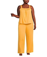Lands' End Women's Plus Cooling 2 Piece Pajama Set - Sleeveless Square Neck Top and Pants