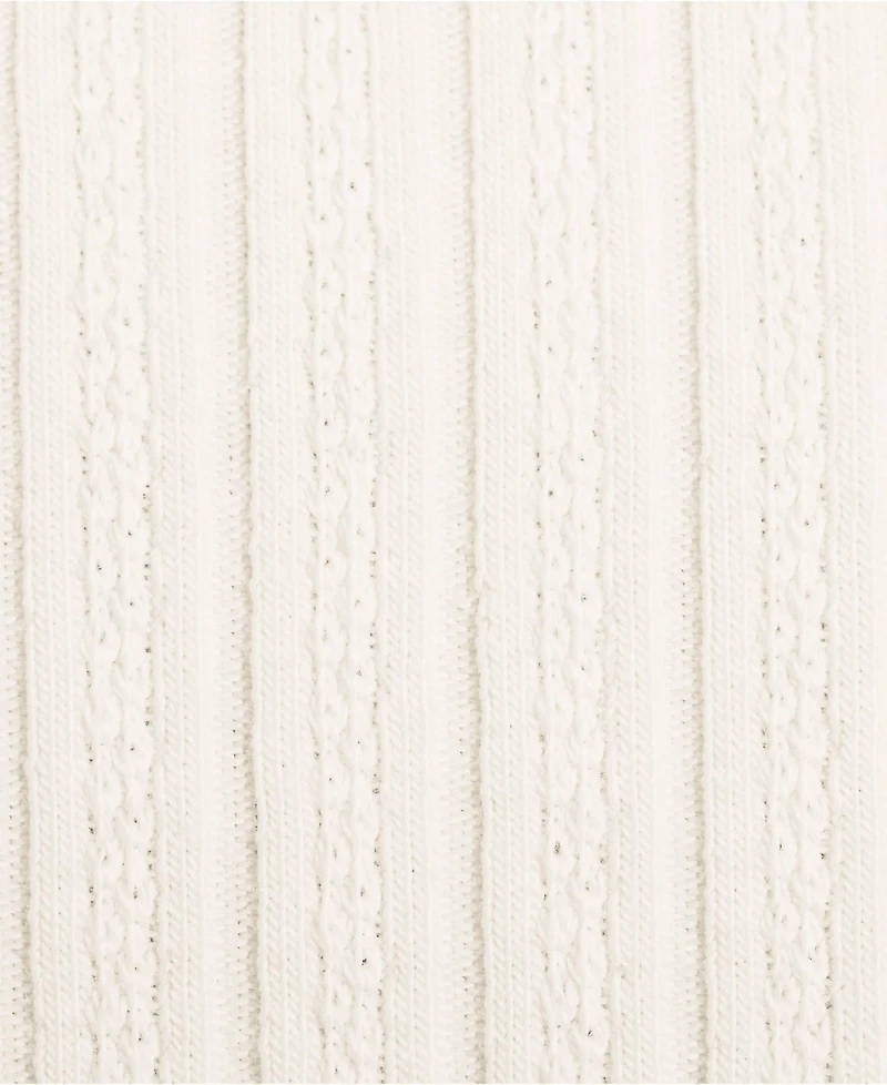 Lands' End Plus Size Elbow Sleeve Pointelle Rib Mock Neck