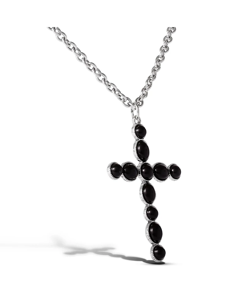 Jessica Simpson Ox Silver Black Cross Necklace