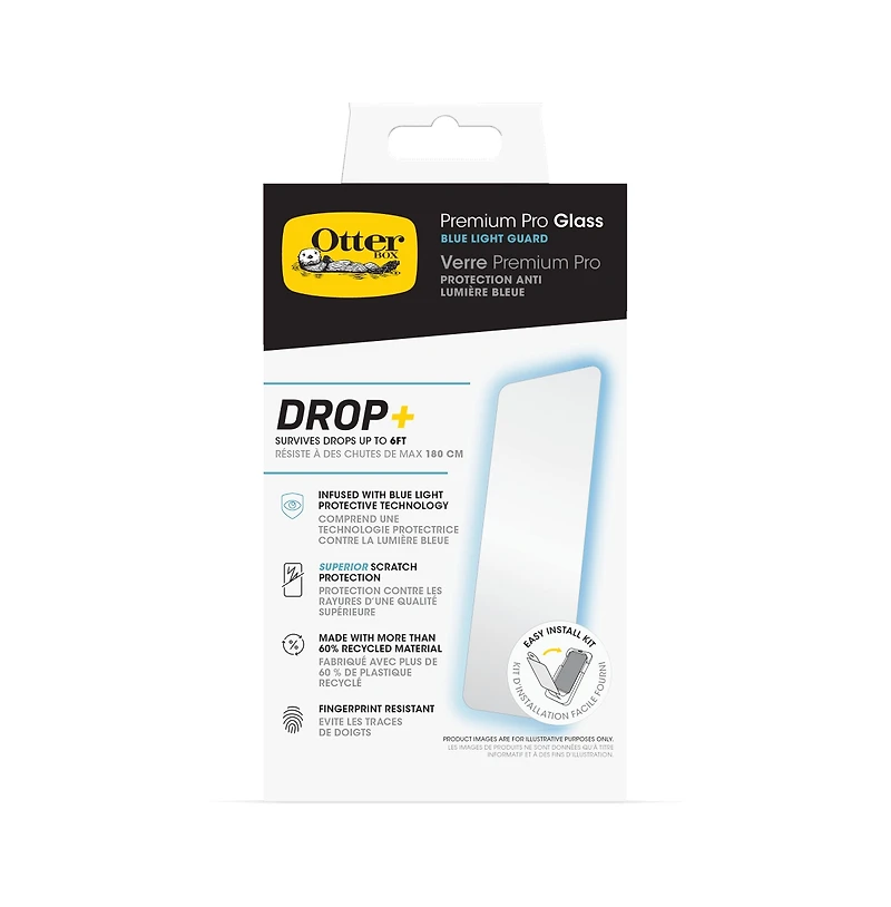 OtterBox Premium Pro Glass Antimicrobial Blue Light Screen Protector for Apple iPhone 16 Pro-Clear