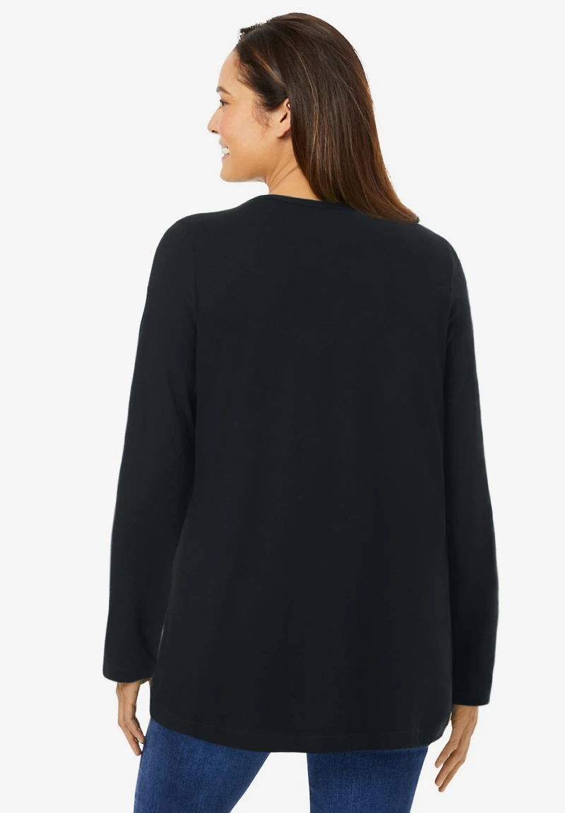 Woman Within Plus Perfect Long-Sleeve Crewneck Tee