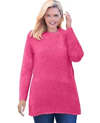 Woman Within Plus Crewneck Chenille Sweater