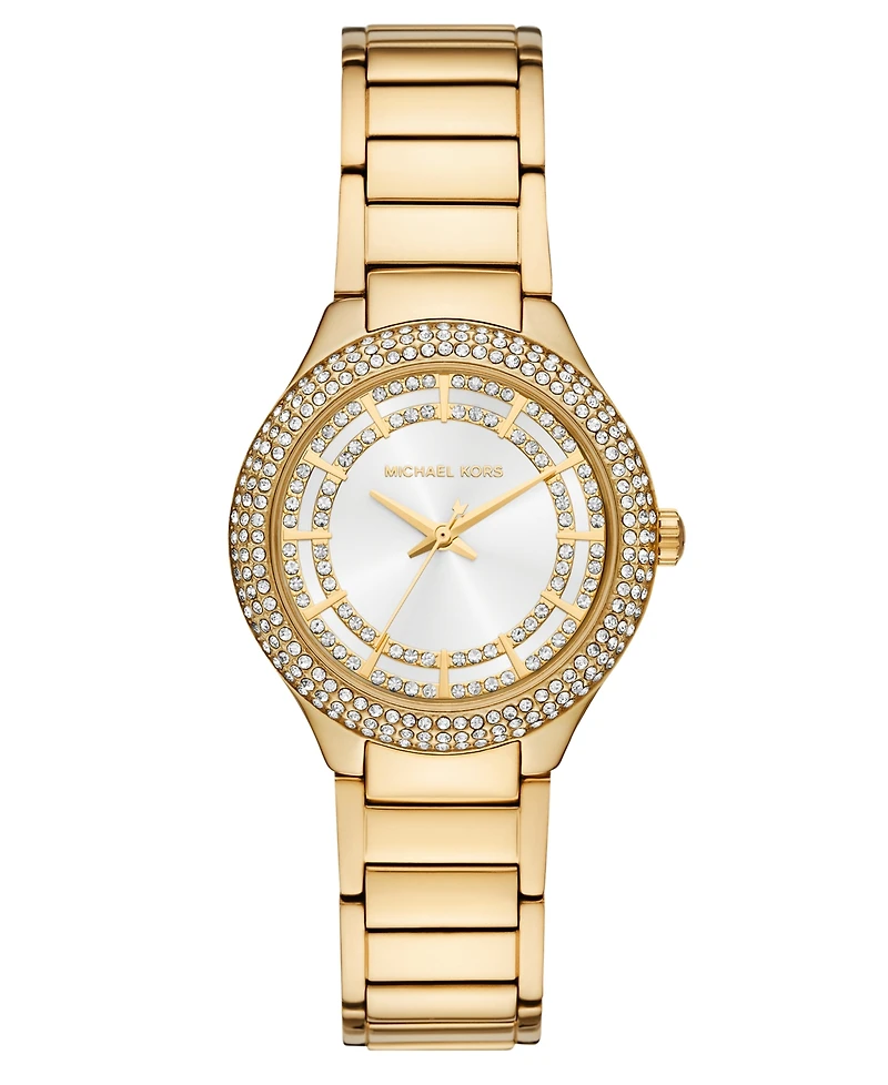 Michael Kors Women's Sylvia Three-Hand Gold-Tone Stainless Steel Watch, 33mm