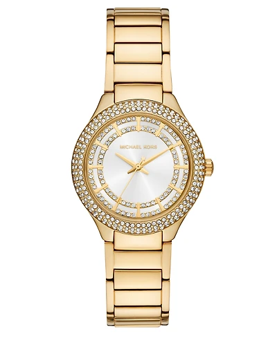 Michael Kors Women's Sylvia Three-Hand Gold-Tone Stainless Steel Watch, 33mm
