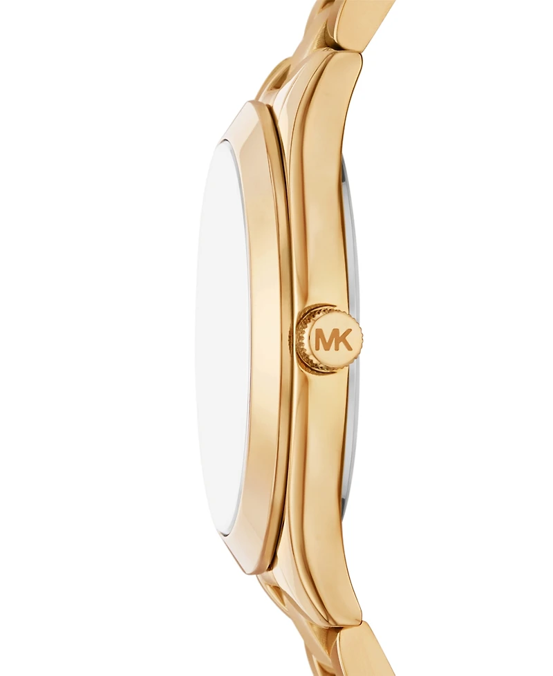 Michael Kors Women's Slim Runway Three-Hand Gold-Tone Stainless Steel Watch and Jewelry Set, 32mm