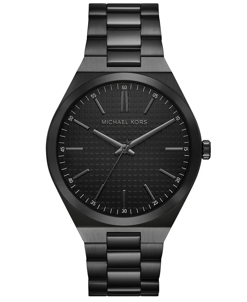 Michael Kors Men's Lennox Three-Hand Black Ip Stainless Steel Watch, 43mm