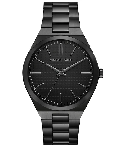 Michael Kors Men's Lennox Three-Hand Black Ip Stainless Steel Watch, 43mm