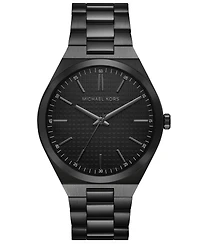 Michael Kors Men's Lennox Three-Hand Black Ip Stainless Steel Watch, 43mm