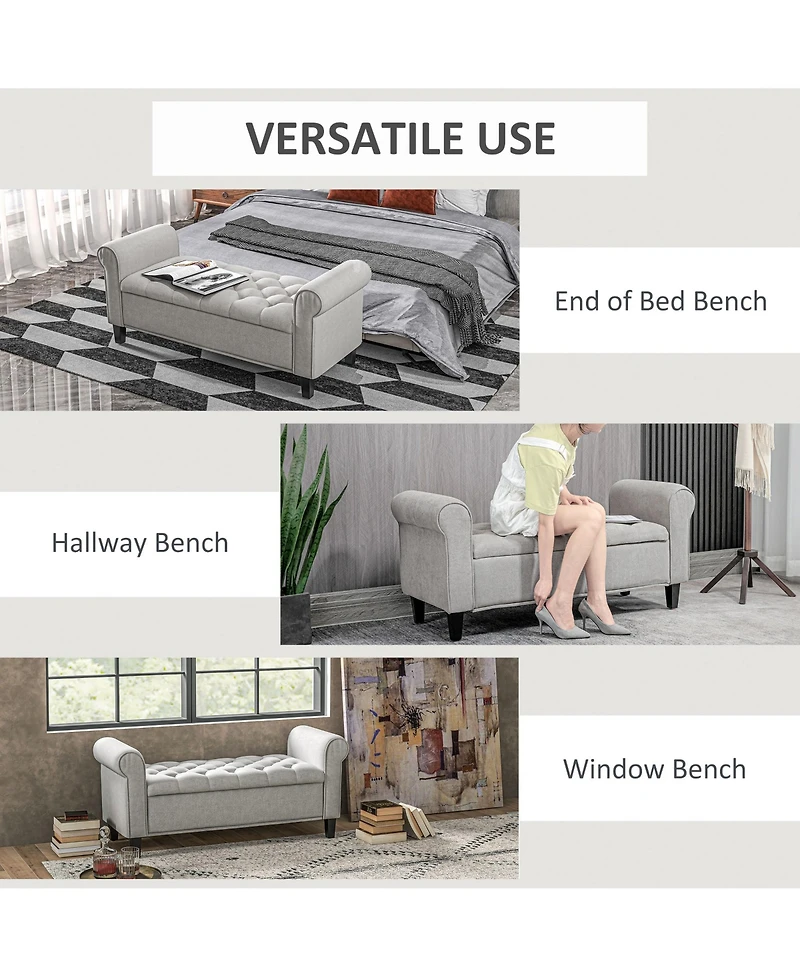 Homcom 50" Bed End Bench with Ottoman and Storage