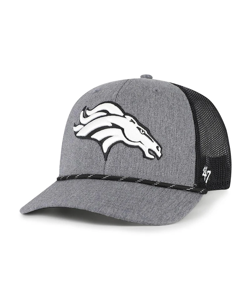 '47 Brand Men's Heather Charcoal Denver Broncos Carbon Rope Trucker Adjustable Hat