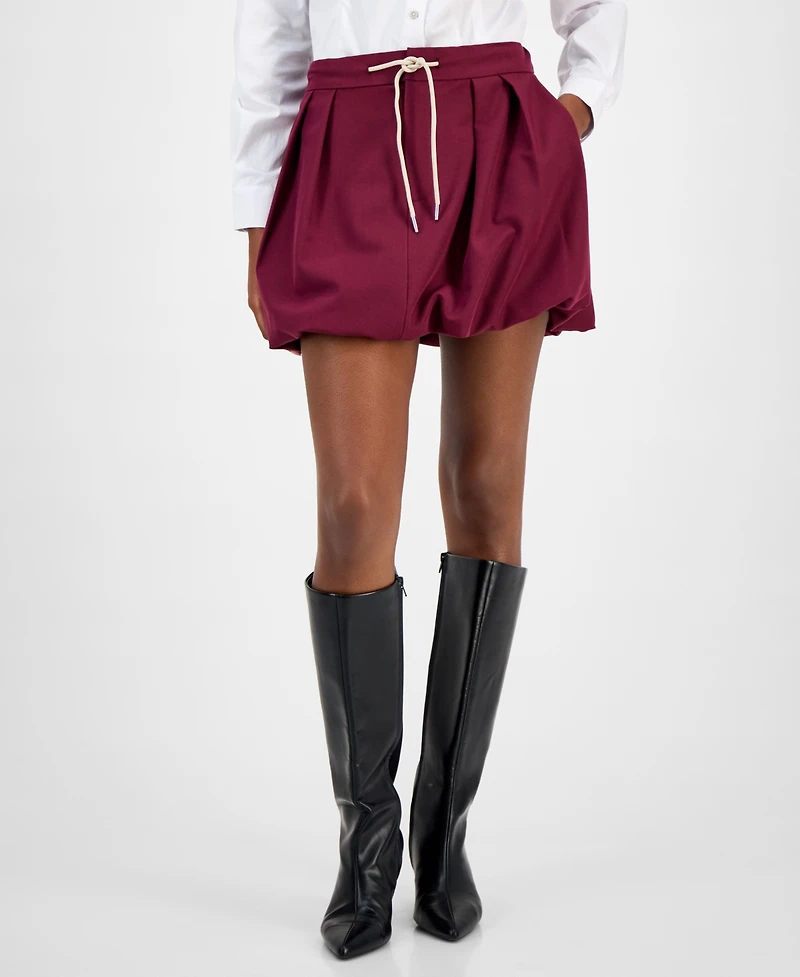 Bar Iii Women's Tie-Waist Bubble-Hem Mini Skirt, Macy's Exclusive