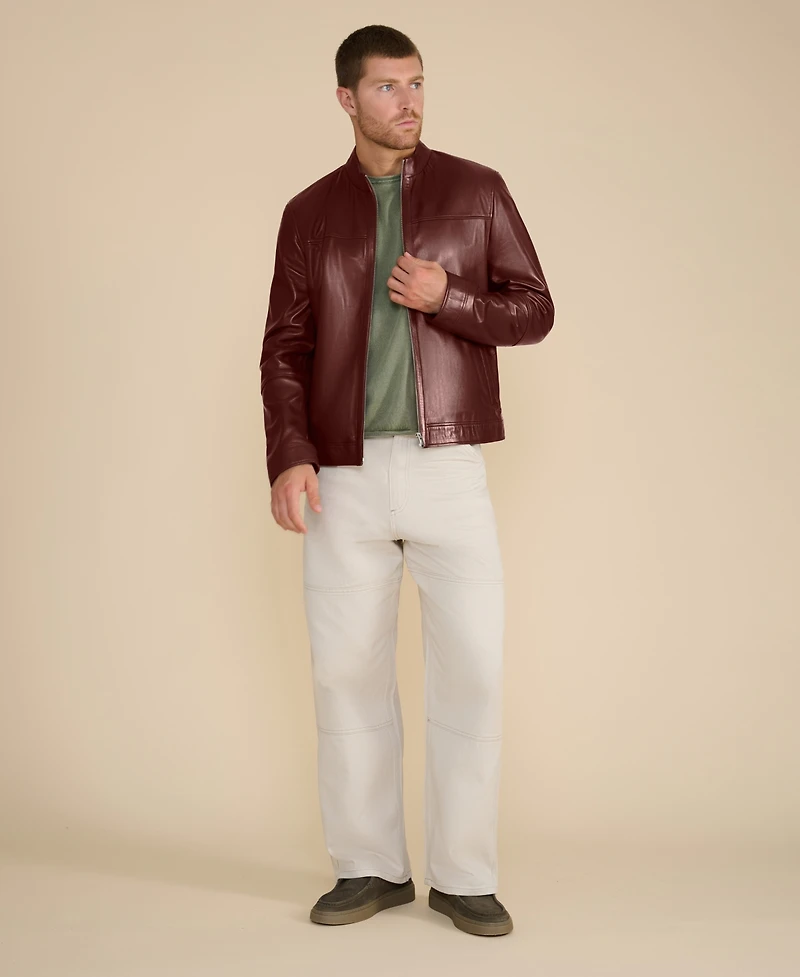 Furniq Uk Men's Leather Racer Jacket