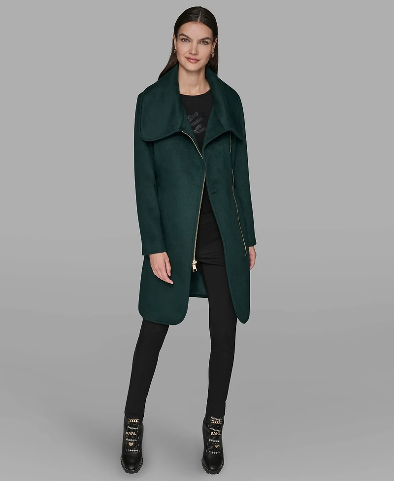 Karl Lagerfeld Paris Women's Asymmetrical Wrap Coat