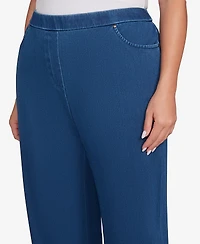 Alfred Dunner Plus Sunset Canyon Denim Knit Medium Length Split Hem Jeans