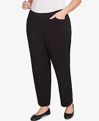 Alfred Dunner Plus Jet Setter Black Crepe Knit Medium Length Pants