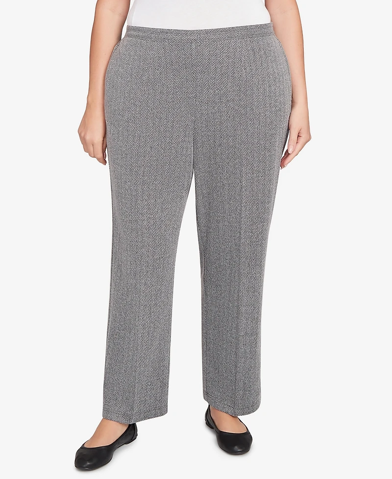 Alfred Dunner Plus Jet Setter Herringbone Knit Short Length Pants